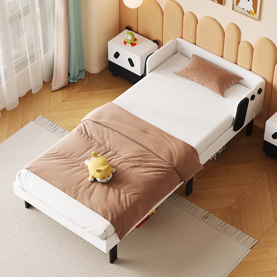 ProximaX Lit enfant 90 x 200 cm, en forme de chiots, cadre de lit en bois massif, avec sommier à lattes, sans matelas, Blanc Discount