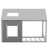 Enfant Blackcolors Lit enfant 90 x 200 cm en forme de maison, gris foncé et gris clair