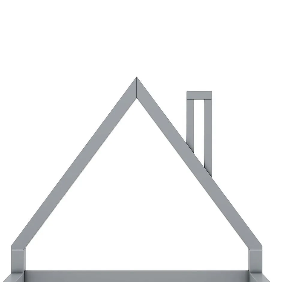 Enfant Blackcolors Lit enfant 90 x 200 cm, lit plat en forme de maison, pin gris,