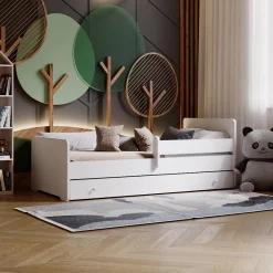 Htmeubles Lit enfant Aksel avec tiroir - sommier et matelas inclus - 140 cm x 70 cm