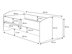 Htmeubles Lit enfant Aksil avec sommier et matelas - 160 cm x 80 cm