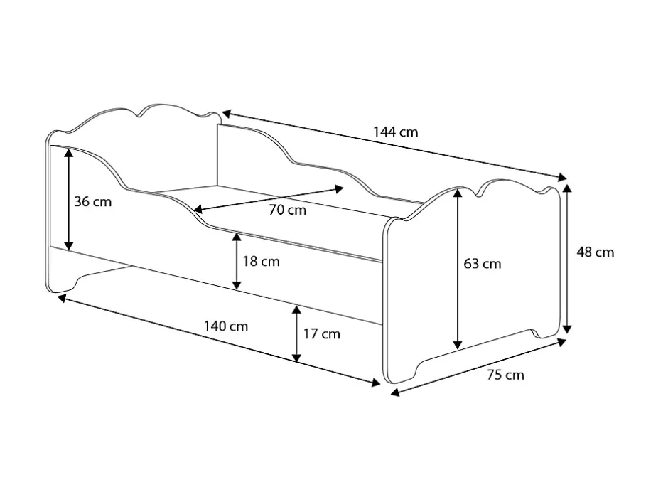 Htmeubles Lit enfant ALMENA avec tiroir matelas et cadre inclus - Princesse et lune - 140 cm x 70 cm Hot