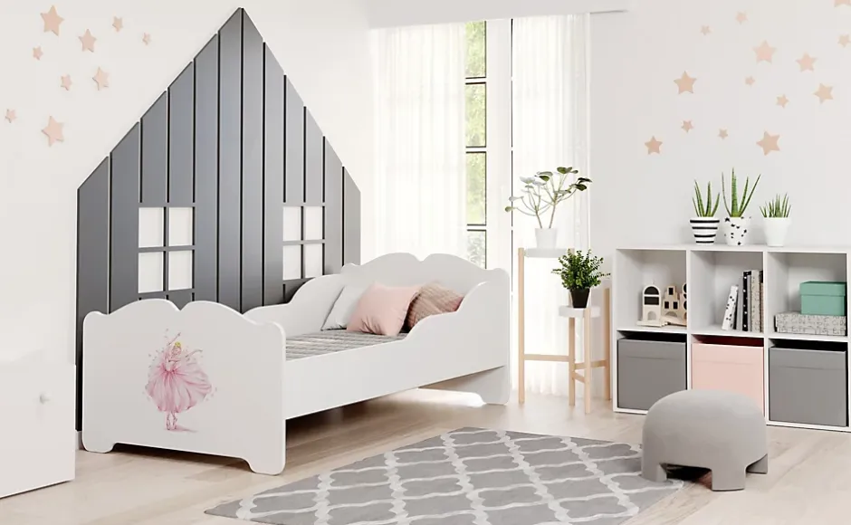 Kobi Lit enfant ANNA avec matelas 160x80 Princesse en couronne Discount