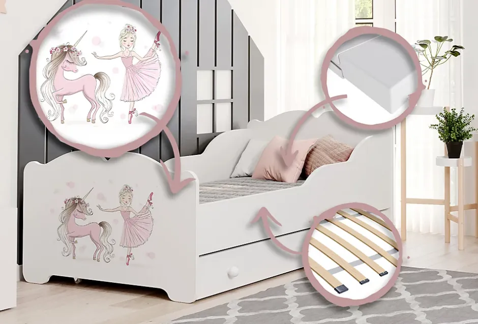 Kobi Lit enfant ANNA avec tiroir 140x70 Cat Hot