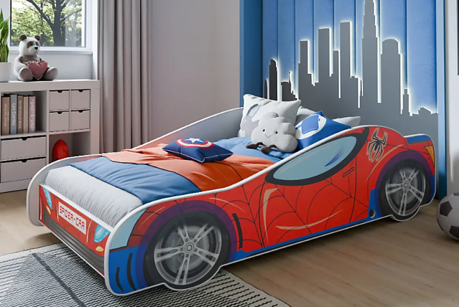 Enfant Kobi Lit enfant Car Spider 140x70 avec matelas