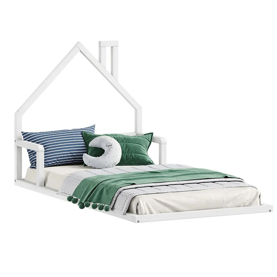 Enfant Idimex Lit enfant ELOA type Montessori, couchage 90x200 cm, en pin massif lasuré blanc
