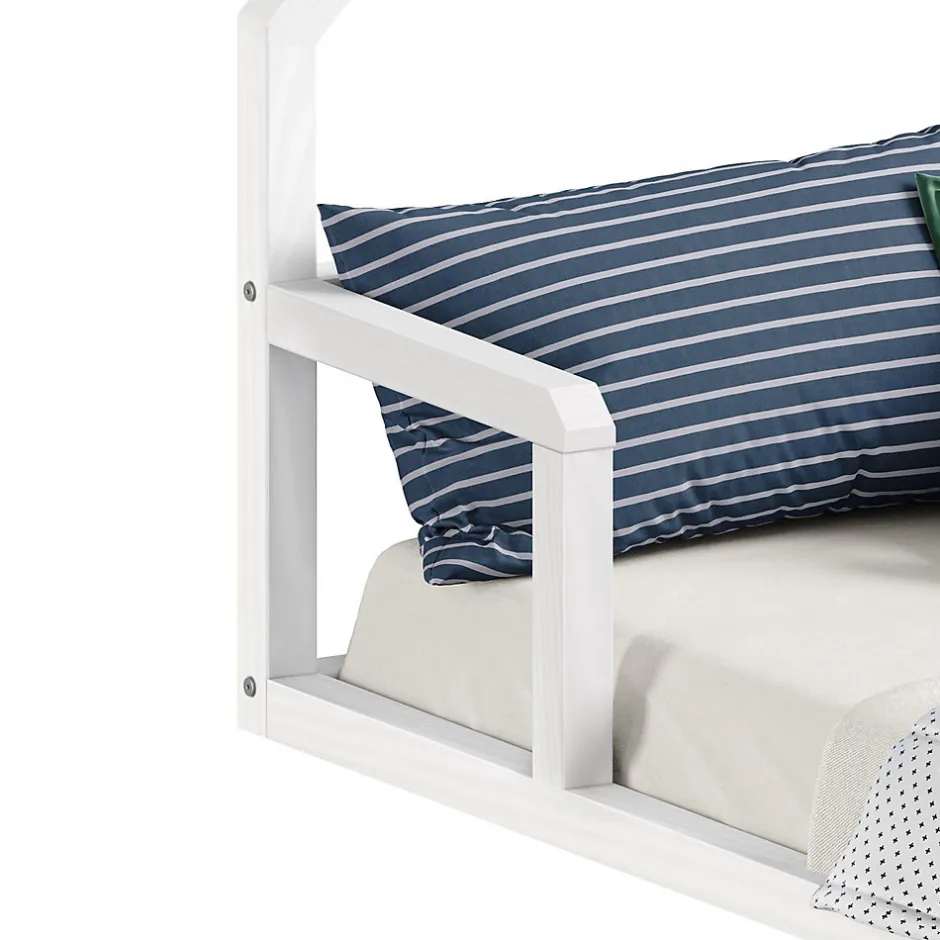 Enfant Idimex Lit enfant ELOA type Montessori, couchage 90x200 cm, en pin massif lasuré blanc