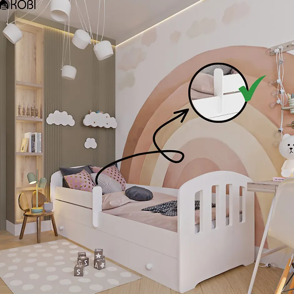 Kobi Lit enfant Felix 160x80 avec tiroir blanc Clearance