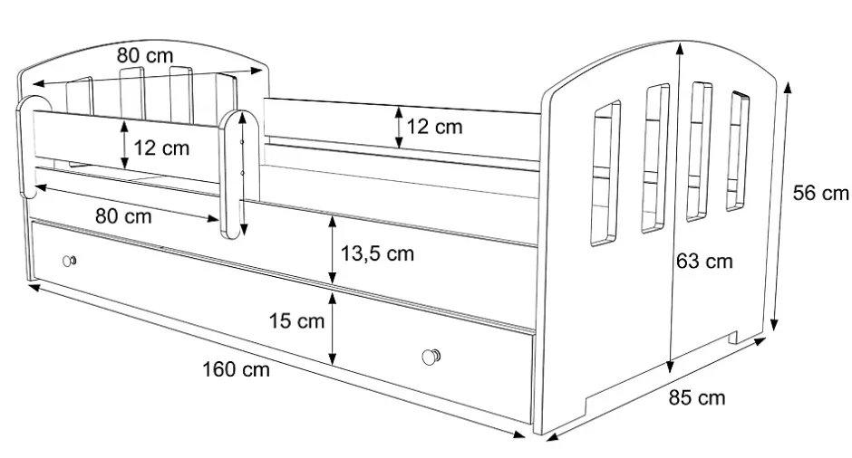 Kobi Lit enfant Felix 160x80 avec tiroir blanc Clearance