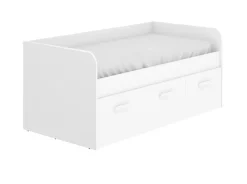 Pegane Lit enfant gigogne 90 x 190 cm en mélamine coloris blanc avec 3 tiroirs - Longueur 194.3 x Profondeur 97 x Hauteur 60 cm Outlet