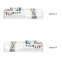 Enfant Idimex Lit enfant GUSTAVO avec sommier type Montessori 90x190 cm en bois massif - Blanc