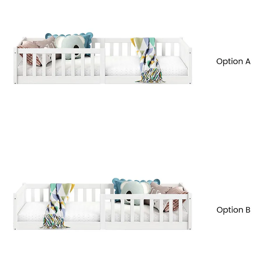 Enfant Idimex Lit enfant GUSTAVO avec sommier type Montessori 90x190 cm en bois massif - Blanc