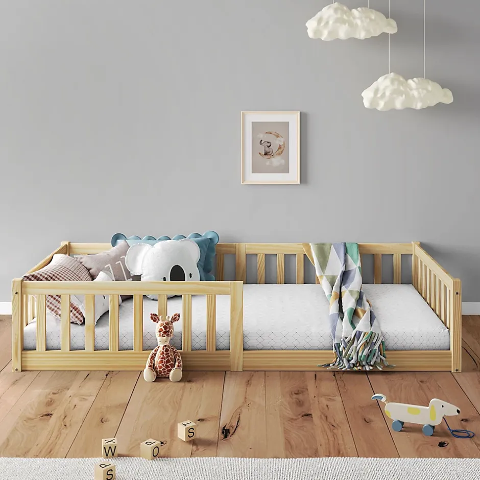 Idimex Lit enfant GUSTAVO type Montessori, couchage 90x200 cm, en pin massif naturel New