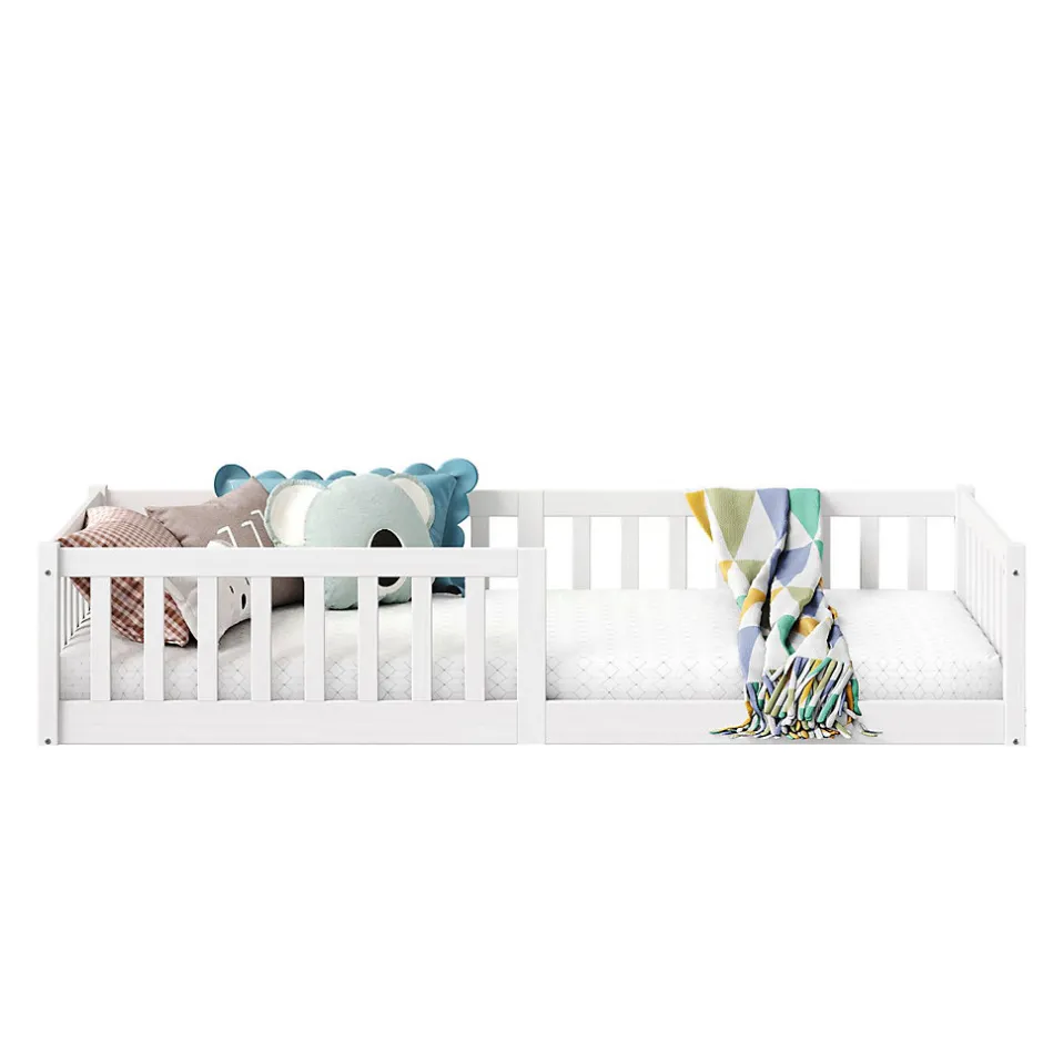 Enfant Idimex Lit enfant GUSTAVO type Montessori, couchage 90x200 cm, en pin massif lasuré blanc