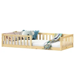 Enfant Idimex Lit enfant GUSTAVO type Montessori, couchage 90x190 cm, en pin massif naturel