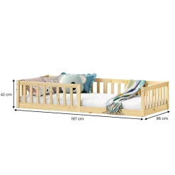 Enfant Idimex Lit enfant GUSTAVO type Montessori, couchage 90x190 cm, en pin massif naturel