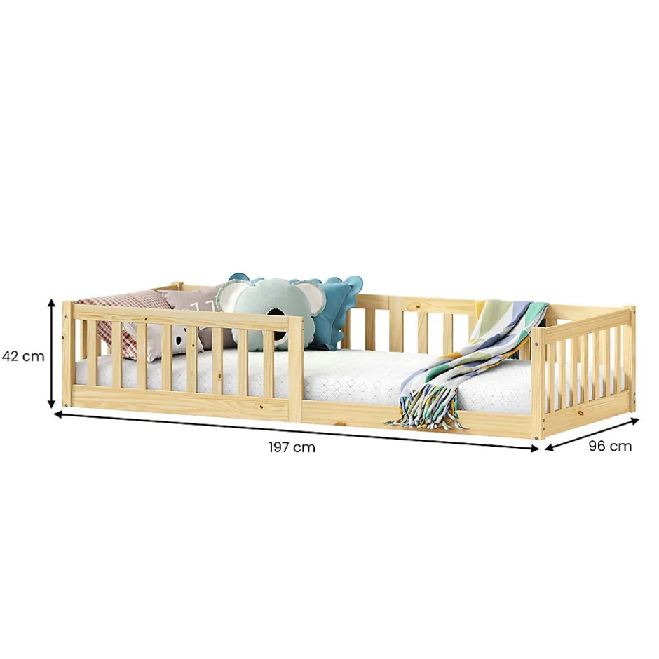 Enfant Idimex Lit enfant GUSTAVO type Montessori, couchage 90x190 cm, en pin massif naturel