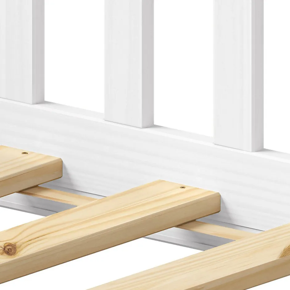 Enfant Idimex Lit enfant GUSTAVO type Montessori, couchage 90x190 cm, en pin massif lasuré blanc