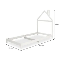 Idimex Lit enfant LIZ 90 x 190 cm en pin massif - Blanc