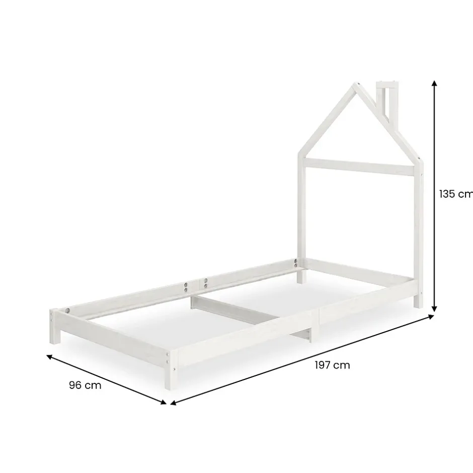 Idimex Lit enfant LIZ 90 x 190 cm en pin massif - Blanc