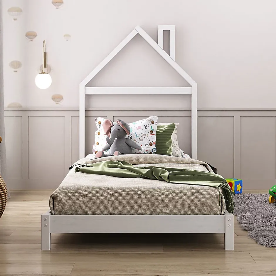Idimex Lit enfant LIZ 90 x 200 cm en pin massif - Blanc Clearance