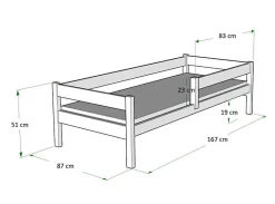 Kobi Lit enfant Lofto 160x80 avec barreaux - bois naturel Online