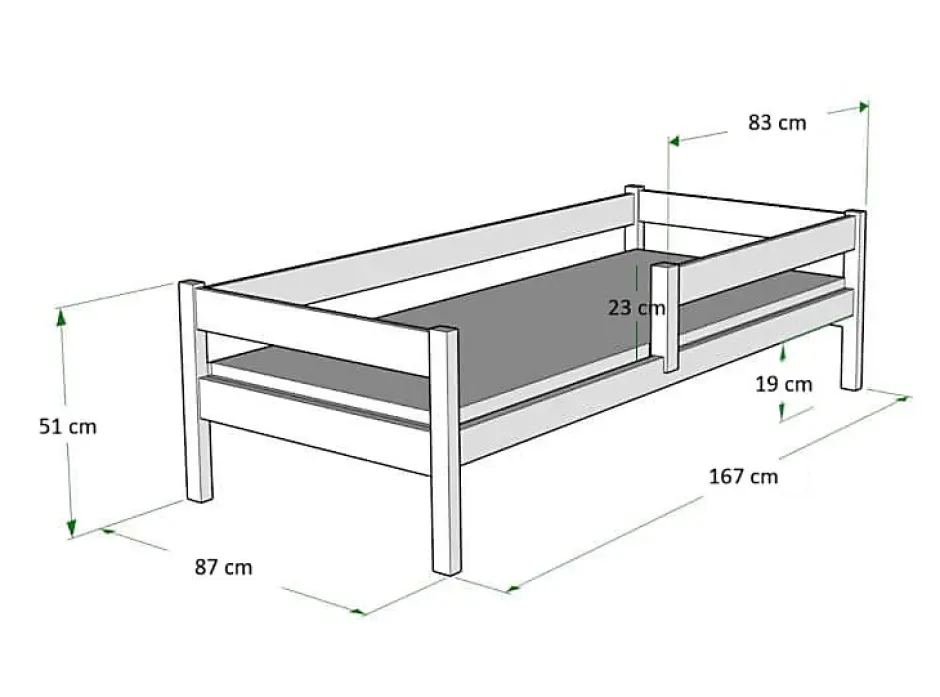 Kobi Lit enfant Lofto 160x80 avec barreaux - bois naturel Online