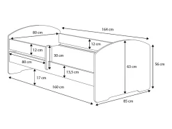 Htmeubles Lit enfant LOU avec tiroir balustrade et matelas inclus - Pelleteuse - 160 cm x 80 cm Discount