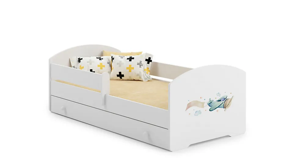 Kobi Lit enfant LUK avec tiroir et barreau 160x80 Airplane
