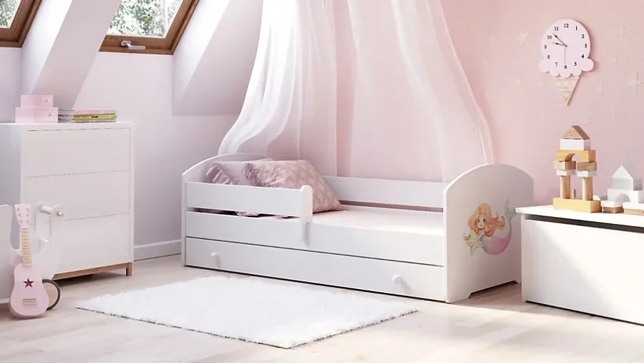 Kobi Lit enfant LUK avec tiroir et barreau 140x70 Mermaid