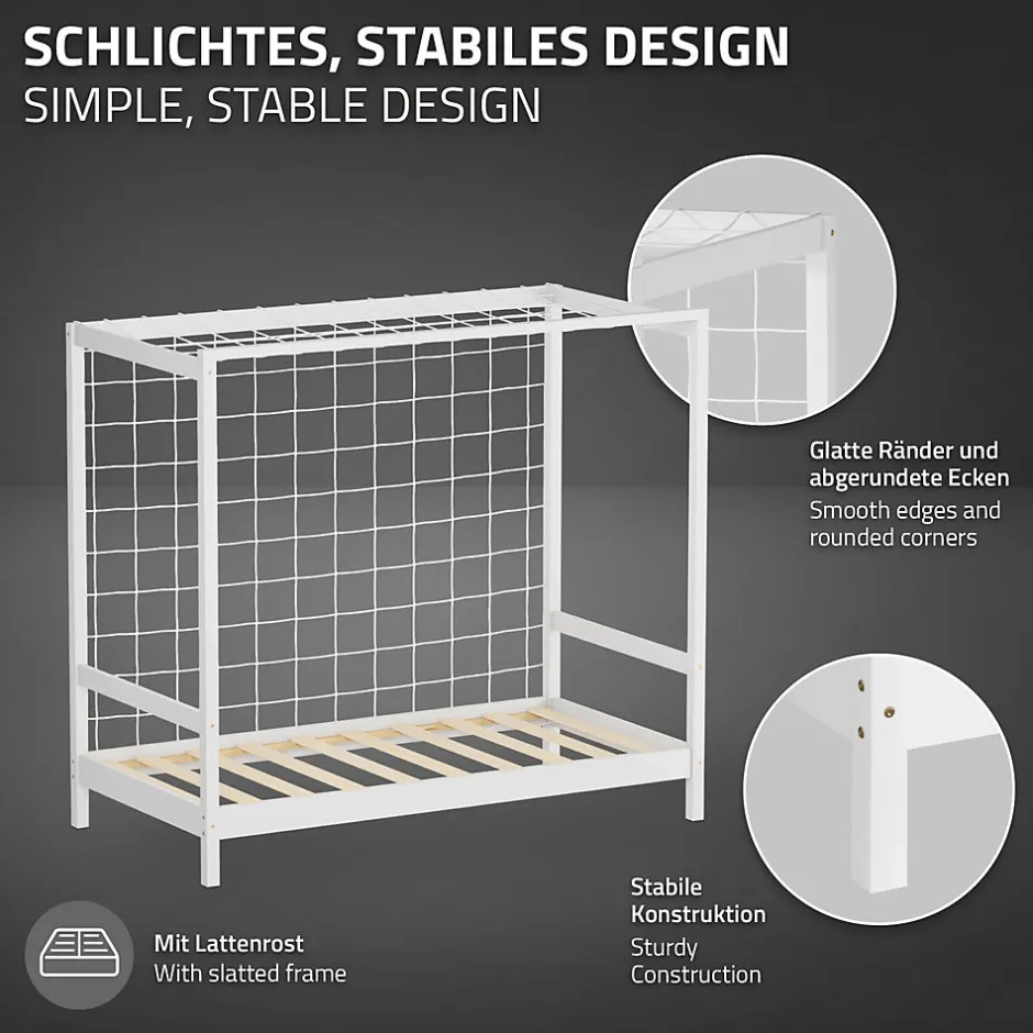 Enfant Ml-Design Lit enfant 80x160cm avec matelas H10cm blanc en bois but de foot et sommier à lattes