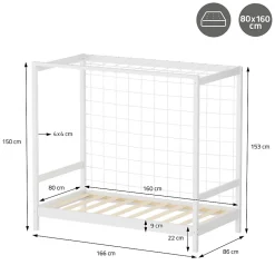 Enfant Ml-Design Lit enfant 80x160cm avec matelas H10cm blanc en bois but de foot et sommier à lattes