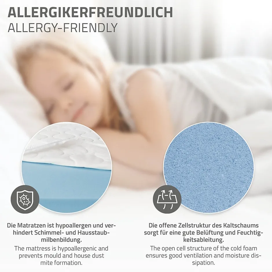 Enfant Ml-Design Lit enfant 90x200cm avec matelas H16cm naturel en bois forme de maison et sommier à lattes
