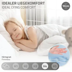 Ml-Design Lit enfant 90x200cm avec matelas H10cm naturel en bois but de foot et sommier à lattes Best