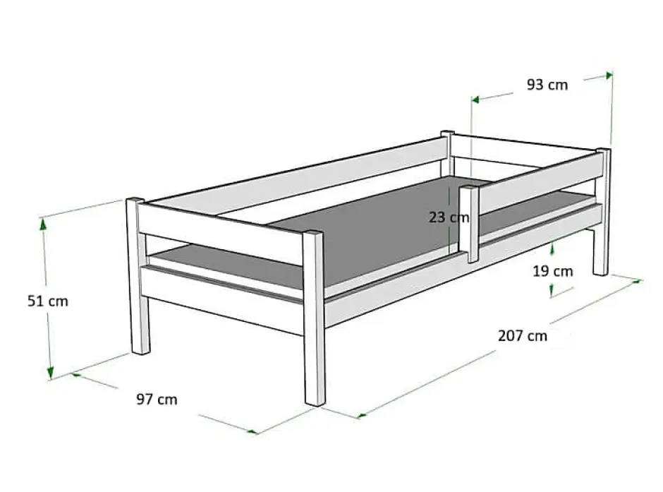 Kobi Lit enfant Primo 200x90 avec barreaux Outlet