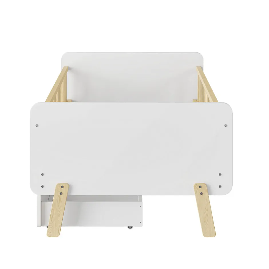 Enfant Okwish Lit enfant Simple 90x190 cm Bois Blanc avec 2 Tiroirs et Sommier À Lattes, Multifonction pour Chambre Fille Ou Garçon, Blanc