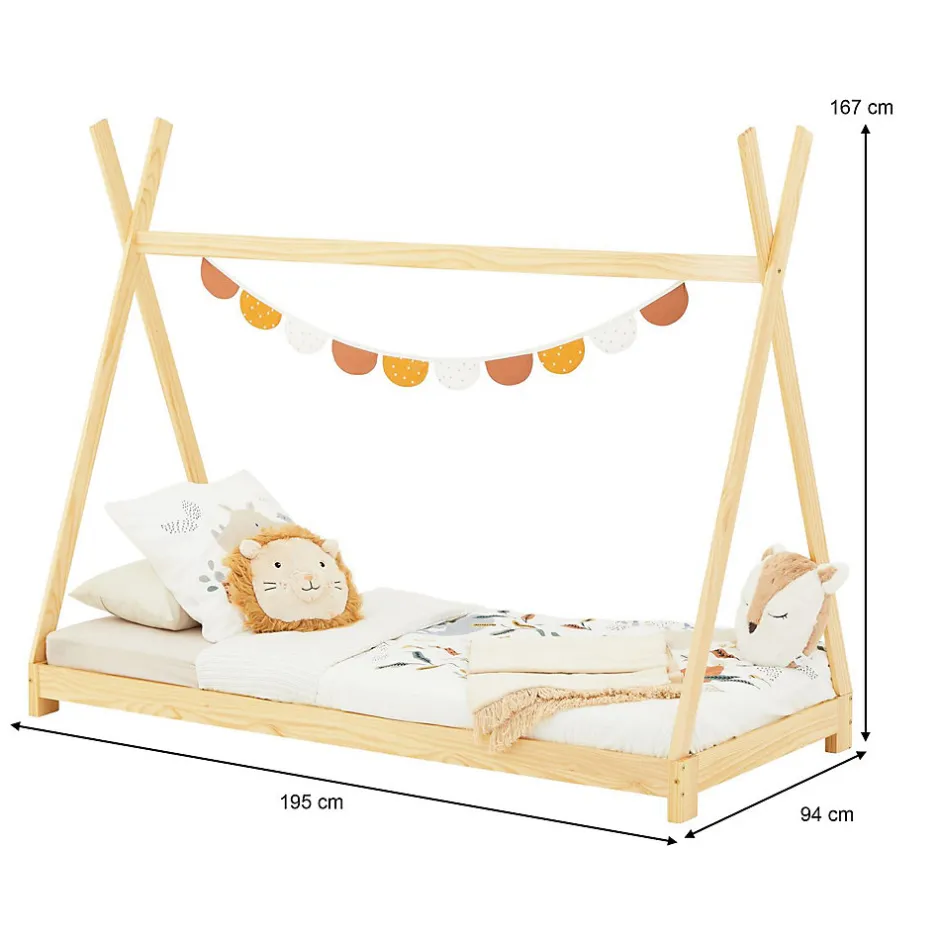 Enfant Idimex Lit enfant tipi ELIN, 90 x 190 cm en pin massif vernis naturel