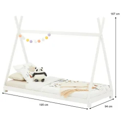 Enfant Idimex Lit enfant tipi ELIN, 90 x 190 cm en pin massif lasuré blanc