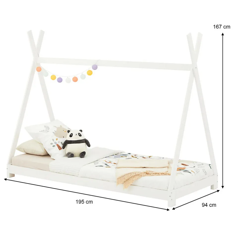 Enfant Idimex Lit enfant tipi ELIN, 90 x 190 cm en pin massif lasuré blanc