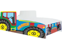 Htmeubles Lit enfant tracteur coloré avec matelas et sommier inclus - 160 cm x 80 cm