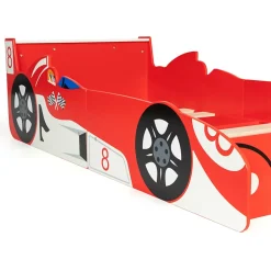 IDMarket Lit enfant voiture formule 1 TEDDI 70 x 140 CM rouge Discount