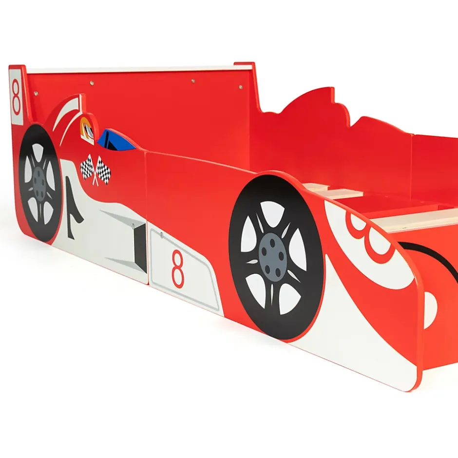 IDMarket Lit enfant voiture formule 1 TEDDI 70 x 140 CM rouge Discount