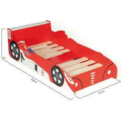 IDMarket Lit enfant voiture formule 1 TEDDI 70 x 140 CM rouge Discount