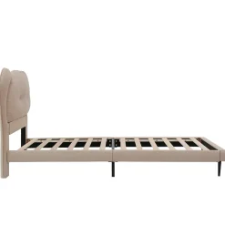 Enfant Okwish Lit enfant 90x200 cm - Lit avec Tête de Lit en Forme d'Animal - PU - Sans Matelas - Beige