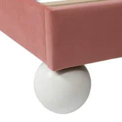 Okwish Lit enfant 90x200 cm - Lit avec Tête de Lit en Ailes et LED - Velours - Sans matelas - Rose Hot