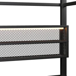 Okwish Lit Enfant 90x200 cm - Lit Cabane avec LED et Barrières, sans Matelas - Cadre Métal Noir