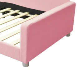 Okwish Lit enfant 90x200 cm - Lit rembourré avec cadre canapé-lit en peluche doux - MDF + Velours + Métal - Sans matelas - Rose Online