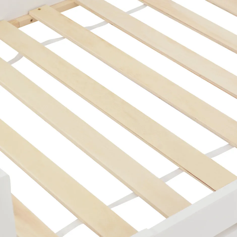 Enfant Okwish Lit Enfant 90x200 cm - Lit Simple Design Cheminée pour Petit Espace - Sans Matelas - Bois de Pin Blanc