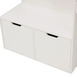Enfant Okwish Lit enfant 90x200 cm - Lit simple avec bureau intégré et tiroirs de rangement - Bois massif, pin et MDF - Blanc - Sans matelas