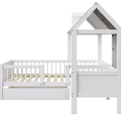 Okwish Lit Enfant 90x200 cm - Lit Simple en Bois avec Tiroir de Rangement - Blanc Hot